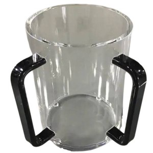 Picture of Lucite Round Washing Cup Solid Handles Black 5"